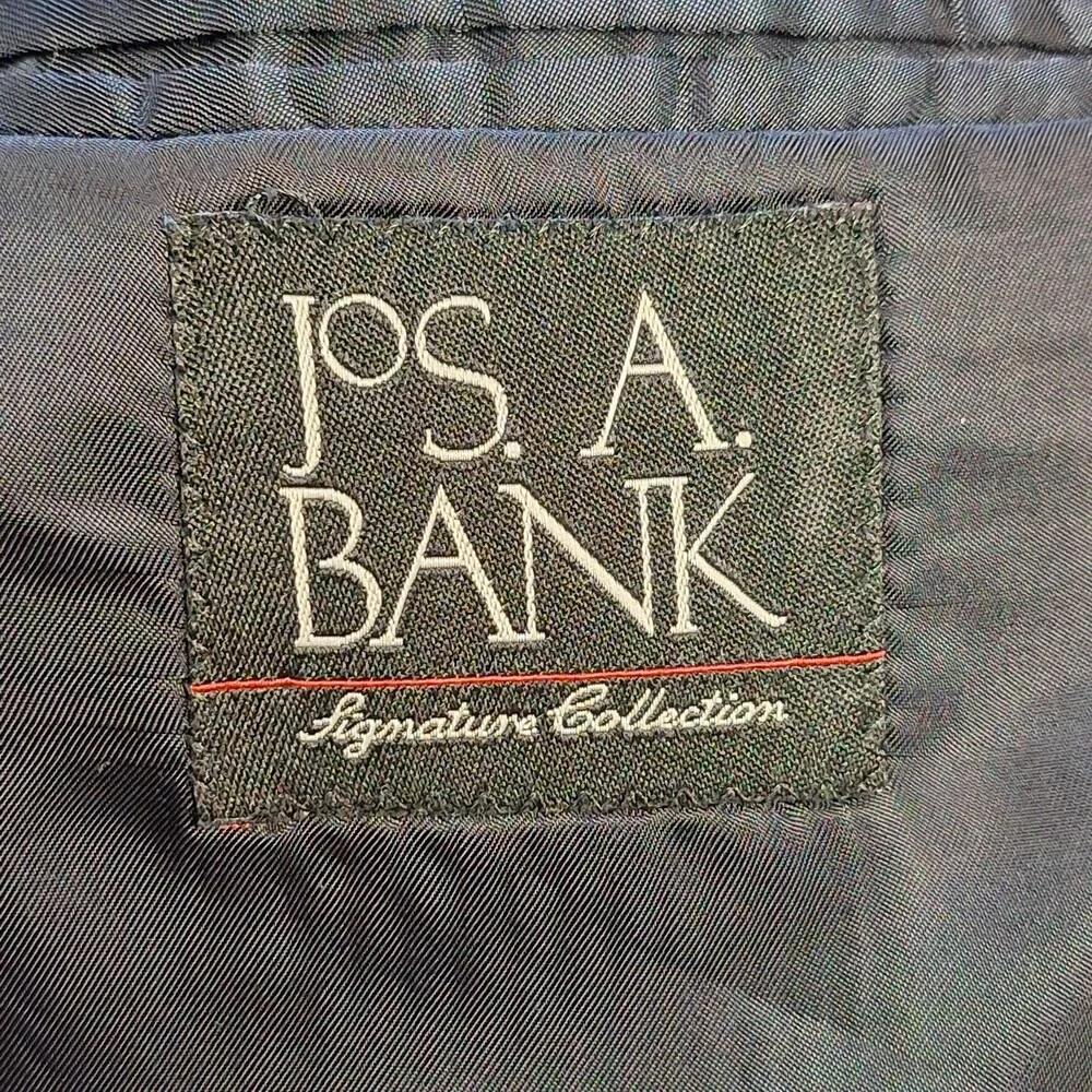 Jos A Bank Suit Mens 42R Blue Wool Stripe Single Vent 2 Button Signature 34x29